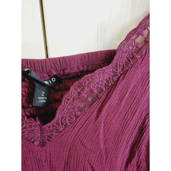 Torrid 2 Cami‎ Top Purple Babydoll Sleeveless Lined Chest Lace Waist & Neckline - Picture 6 of 9